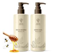 Kit Cortesia B&B Bagno Albergo Hotel 1x Doccia Shampoo e 1x Sapone Mani Dispenser 380ml - 2x Staffe a muro incluse (1x Sapone Mani 1x Doccia Shampoo - Dispenser 380ml)