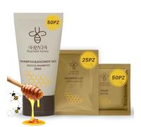 Kit Cortesia B&B Hotel Albergo Bagno Monouso 150 pezzi 50x Doccia Shampoo 20ml 50x Sapone Tondo 15g 25x Cuffie Doccia e in Omaggio 25 Fasce Garanzia Wc