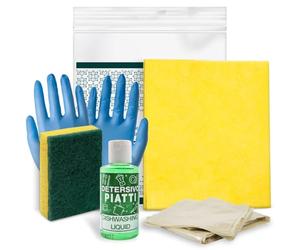 Kit cortesia Residence 007G, set pulizia cucina 5 pezzi per appartamenti, campeggi e B&B - (Cartone da 20 kit)