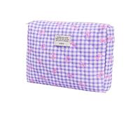 Kit cosmetico femminile a scacchi multicolore, grande stoccaggio del rossetto, borsa portatile da viaggio, Viola, A