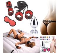 kit Costrittivo SADOMASO LETTO red bondage + plug anale metallo imbragatura ANAL