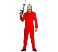 Kit costume completo La casa di carta, tuta con cappuccio rosso per adulto (170 - 180 cm) e maschera ufficiale di Dalì per festa, da ladro e rapinatore, OriginalCup®