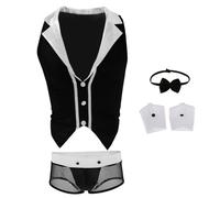 Kit Costume Intimo Da Uomo Sexy Da 4 Pezzi, Completo Da Smoking Per Gentiluomini