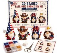 Kit Creativo per Gnomi 3D con Perline, Set da 4 Gnomi Fai-da-te, Kit Completo per Arte con Perline e Guida (#B)