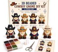 Kit Creativo per Gnomi 3D con Perline, Set da 4 Gnomi Fai-da-te, Kit Completo per Arte con Perline e Guida (#C)