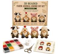Kit Creativo per Gnomi 3D con Perline, Set da 4 Gnomi Fai-da-te, Kit Completo per Arte con Perline e Guida (#E)