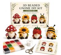 Kit Creativo per Gnomi 3D con Perline, Set da 4 Gnomi Fai-da-te, Kit Completo per Arte con Perline e Guida (#D)