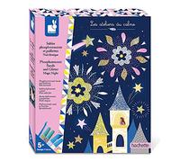 Janod Kit Creativo Sabbie Fluorescenti e Glitter Notte Magica - Arti Creativi - 5 Quadri da Decorare - Immaginazione e creatività - A Partire dai 5 Anni