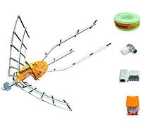 Kit creato da TECNOVOZ della marca antenna HD 148922 (taglio 700 MHz ch 21-48) con amplificatore 561621+ Fonte di alimentazione 12 V (Sat) +20 MT Cavo +