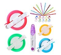 Kit creatore di pompon, pompon palla lanugine tessitore Needle Craft Kit fai da te per maglieria all'uncinetto, kit per pompon 4PS + 10PS punti per maglieria + 10PS aghi + 1PS forbici (25)