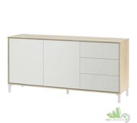 KIT CREDENZA MADIA MOBILE BASSO 2 ANTE + 3 CASSETTI BIANCO ROVERE 154X41XH74 CM