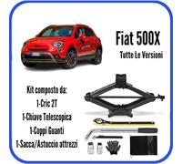 Kit Cric 2 Ton Cambio Pneumatici Auto Chiave Guanti e Astuccio Italia Garanzia