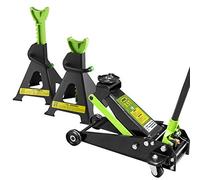 Kit Cric CRICK martinetto idraulico sollevatore per auto portata max 3.5T con alzata MAX 50CM con coppia di cavalletti portata Max 3 Ton per auto garage BY JBM