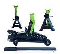 KIT CRIC SOLLEVATORE 2.5T +2 CAVALLETTI PER AUTO 2500KG CRICK CARRELLO IDRAULICO