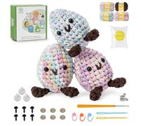 Kit Crochet Principianti,Amigurumi Kit-3 Uova colorate all'uncinetto,Ci Sono Video Tutorial Chiari E Completi Su Come Lavorare All'Crochet,Kit Crochet Fatto A Mano,Kit Amigurumi Principianti Italiano
