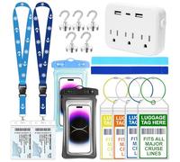 Kit Cruise Essentials da 16 pezzi, kit Cruise Must Haves include presa multipla anti-sovratensione, cordini da crociera con porta carte di nave da crociera, porta etichette per bagagli da crociera