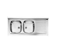 KIT CUCINA LAVELLO INOX 2 VASCA CON GOCCIOLATOIO SX CM.120
