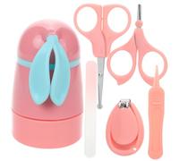 Kit Cura Unghie Forbicine, Lima e Pinzetta Ragazzo Ragazza 5 in 1 | Custodia Rosa, Plastica e Acciaio Inossidabile, Tagli Puliti e Precisi, per Mani e Piedini