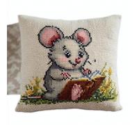 Kit Cuscino A Gancio Animale Dei Cartoni Animati Topo Kit Uncinetto Per Principianti Adulti Ricamo Uncinettos Set Fai Da Te Copricuscini Kits 43x43cm