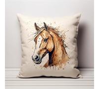 Kit Cuscino Punto Croce Animale del cavallo Kit Completi per Punto a Croce 45X45cm Prestampato Cuscino da Tiro Fai da Te Ricamato Kit per Ricamo Completi Decorativo Casa per Principianti Adulti