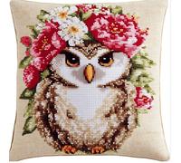 Kit Cuscino Punto Croce Gufo Set Ricamo Principianti Accessori Per Lavoretti Creativi Diy Casa Decor Adulti Cross Stitch Completo Bambini Cross Stitch Embroidery Animali Ricami 45 X 45 Cm