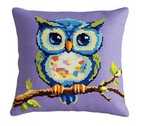 Kit Cuscino Punto Croce Gufo Set Ricamo Principianti Accessori Per Lavoretti Creativi Diy Casa Decor Adulti Cross Stitch Completo Bambini Cross Stitch Embroidery Animali Ricami 45 X 45 Cm