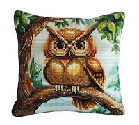 Kit Cuscino Punto Croce Gufo Set Ricamo Principianti Accessori Per Lavoretti Creativi Diy Casa Decor Adulti Cross Stitch Completo Bambini Cross Stitch Embroidery Animali Ricami 45 X 45 Cm