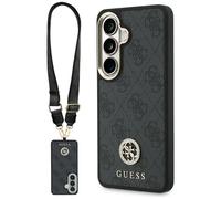 Kit custodia + laccetto Guess 4G Big Rhinestone Triangle Strap MagSafe per Samsung Galaxy S26, nero - Nouvo
