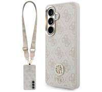 Kit custodia + laccetto Guess 4G Big Rhinestone Triangle Strap MagSafe per Samsung Galaxy S26 rosa - Nouvo