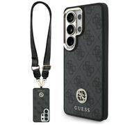 Kit custodia + laccetto Guess 4G Big Rhinestone Triangle Strap MagSafe per Samsung Galaxy S26 Ultra, nero - Nouvo