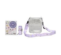 Kit Custodia per Fotocamera Mini 12 Custodia Protettiva Trasparente Resistente e Confortevole Al Tatto con Tracolla e Adesivo, Materiale PC, 127,00 G, Design con Apertura 1:1 (PURPLE)
