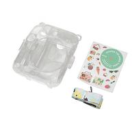 Kit Custodia per Fotocamera Mini 12 Custodia Protettiva Trasparente Resistente e Confortevole Al Tatto con Tracolla e Adesivo, Materiale PC, 127,00 G, Design con Apertura 1:1 (GREEN)