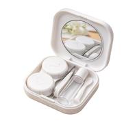 Kit Custodia per Lenti a Contatto Con Specchio Quadrato Leggero Organizzato | kit con pinza applicatore e rimozione Per Tragitto Palestra Casa e Ufficio Weekend Viaggio Scuola All'Aperto Mattino Bianco