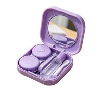 Kit Custodia per Lenti a Contatto Con Specchio Quadrato Leggero Organizzato | kit con pinza applicatore e rimozione Per Tragitto Palestra Casa e Ufficio Weekend Viaggio Scuola All'Aperto Mattino Viola