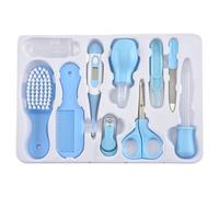 Kit da 10 pezzi per la cura quotidiana del neonato, con tagliaunghie, aspiratore nasale, pettine e termometro, blu