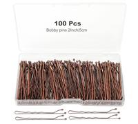 Kit da 100 forcine per capelli marroni per donne, ragazze e bambini, con scatola portaoggetti, adatte a tutti i tipi di capelli (5 cm).