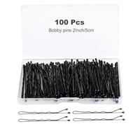 Kit da 100 forcine per capelli nere per donne, ragazze e bambini, con scatola portaoggetti, adatte a tutti i tipi di capelli (5 cm).