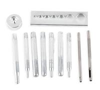 Kit da 11 pezzi per fai-da-te con punzoni e base, Strumento per fissare bottoni a pressione in pelle Strumenti per punzonatura e fissaggio rivetti con foro rotondo