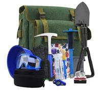 Kit da 15 pezzi con martello Geology Rock Pick da 623,7 g e scalpelli per caccia su roccia, attrezzature per miniere d'oro e prospezione strumenti, pala, zaino, lente d'ingrandimento, occhiali