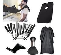 Kit da 16 pezzi per la toelettatura della barba con cesoie per sfoltire il bordo del rasoio forbici da barbiere pettini da parrucchiere mantello grembiule spolverino spazzola modellante portatile