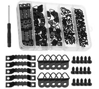 Kit da 251 pezzi per appendere quadri, include ganci dentellati, ganci ad anello a D, viti e cacciavite, accessori di montaggio per cornici, per appendere cornici per foto (nero)