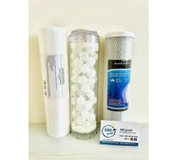 Kit da 3 filtri Ricambio Cartucce Triplo Anticalcare Sedimenti Sale Carbone cto