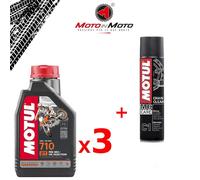 Kit Da 3 Litri Olio Miscela Motul 710 100% Sintetico + Pulitore Catena MOTUL C1