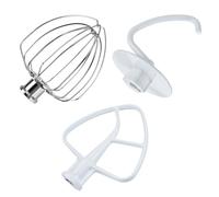 Kit da 3 Pezzi per KitchenAid 4,5-5 Quart Tilt-Head Stand Mixers Serie Artisan & Classic di MMOBIEL - Alluminio K45 Frusta a 6 Fili, Frusta Piatta e Gancio - Solo Lavaggio a Mano
