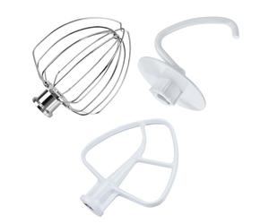 Kit da 3 Pezzi per KitchenAid 4,5-5 Quart Tilt-Head Stand Mixers Serie Artisan & Classic di MMOBIEL - Alluminio K45 Frusta a 6 Fili, Frusta Piatta e Gancio - Solo Lavaggio a Mano