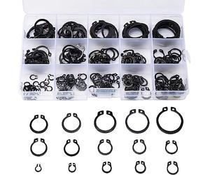 Kit da 300 Pezzi Anelli elastici di SIcurezza E-Clip Anelli Segeer Rondelle elastiche 16 Dimensioni Assortite da 2 a 32mm in Scatola di Plastica