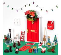 Kit da 31 pezzi per porta delle fate degli elfi, accessori in miniatura da giardino, decorazioni in legno (rosso)