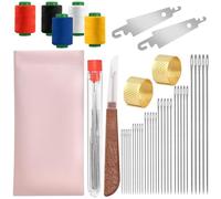 Kit da 42 aghi da cucito in acciaio con cruna grande, include 30 aghi in acciaio, 1 scucitore per filo da cucito, 2 infila-ago, 5 fili, 2 ditali, 1 tubo di stoccaggio, 1 borsa per rammendo