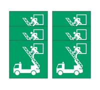 KIT DA 6 ADESIVI QUADRATI - Finestra di soccorso con scala di soccorso