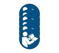 KIT DA 6 ADESIVI ROTONDI - Leggere il manuale di istruzioni - pittogramma